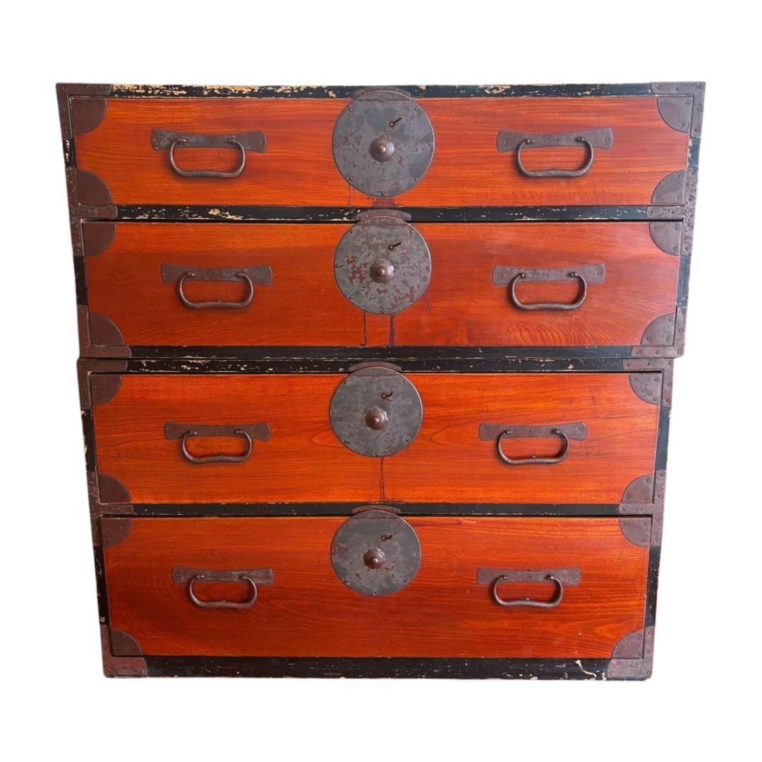 『アンティーク』昭和箪笥　家具 4段引き出し箪笥 和箪笥 ビンテージ