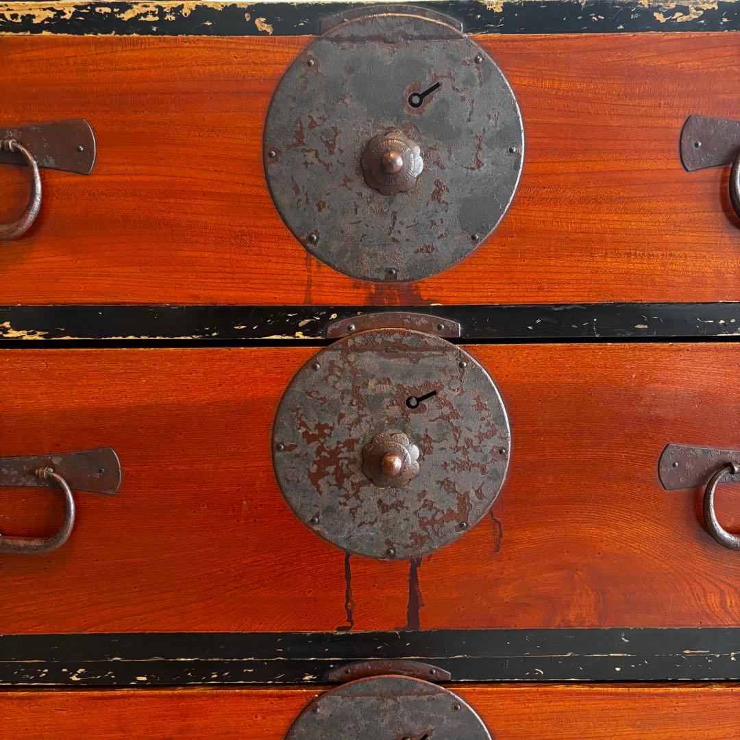 『アンティーク』昭和箪笥　家具 4段引き出し箪笥 和箪笥 ビンテージ