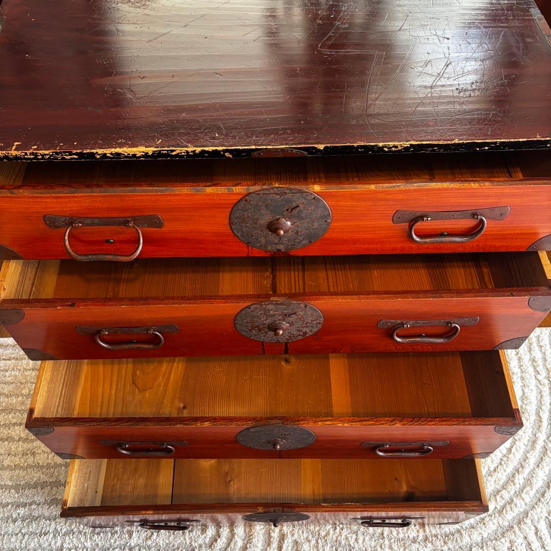 『アンティーク』昭和箪笥　家具 4段引き出し箪笥 和箪笥 ビンテージ