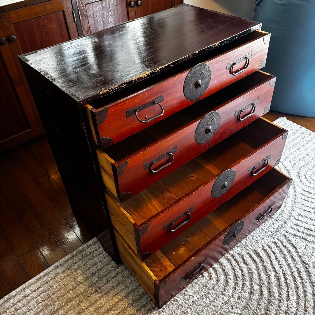 『アンティーク』昭和箪笥　家具 4段引き出し箪笥 和箪笥 ビンテージ