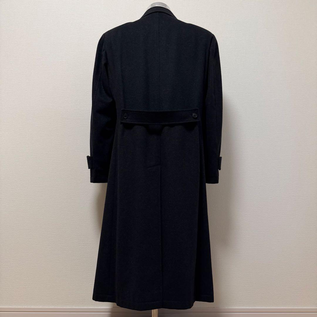 バーバリーズ　ウールコート　ロング　カシミヤ混　チェック　ロゴ刻印釦　グレー　M