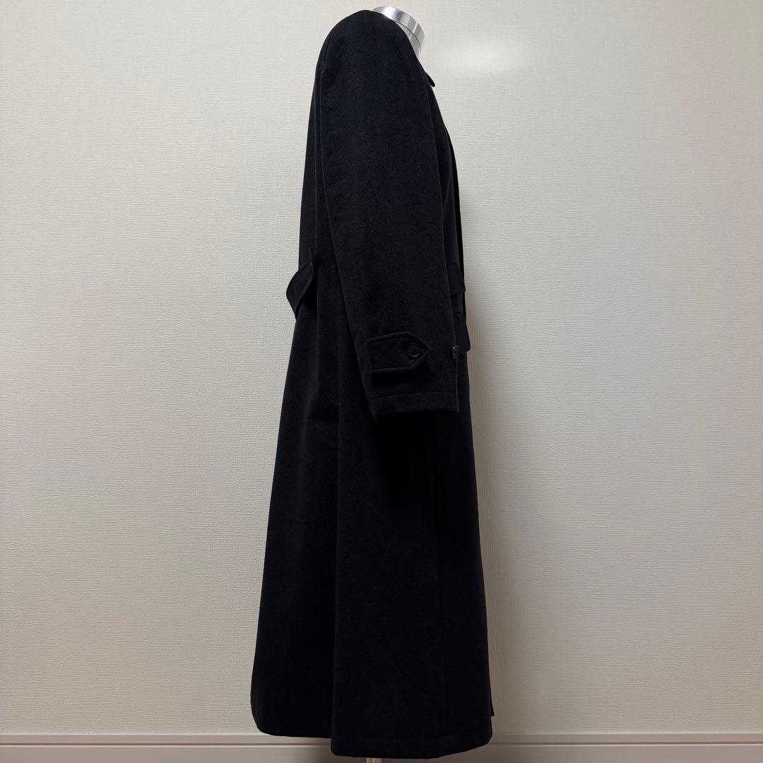 バーバリーズ　ウールコート　ロング　カシミヤ混　チェック　ロゴ刻印釦　グレー　M