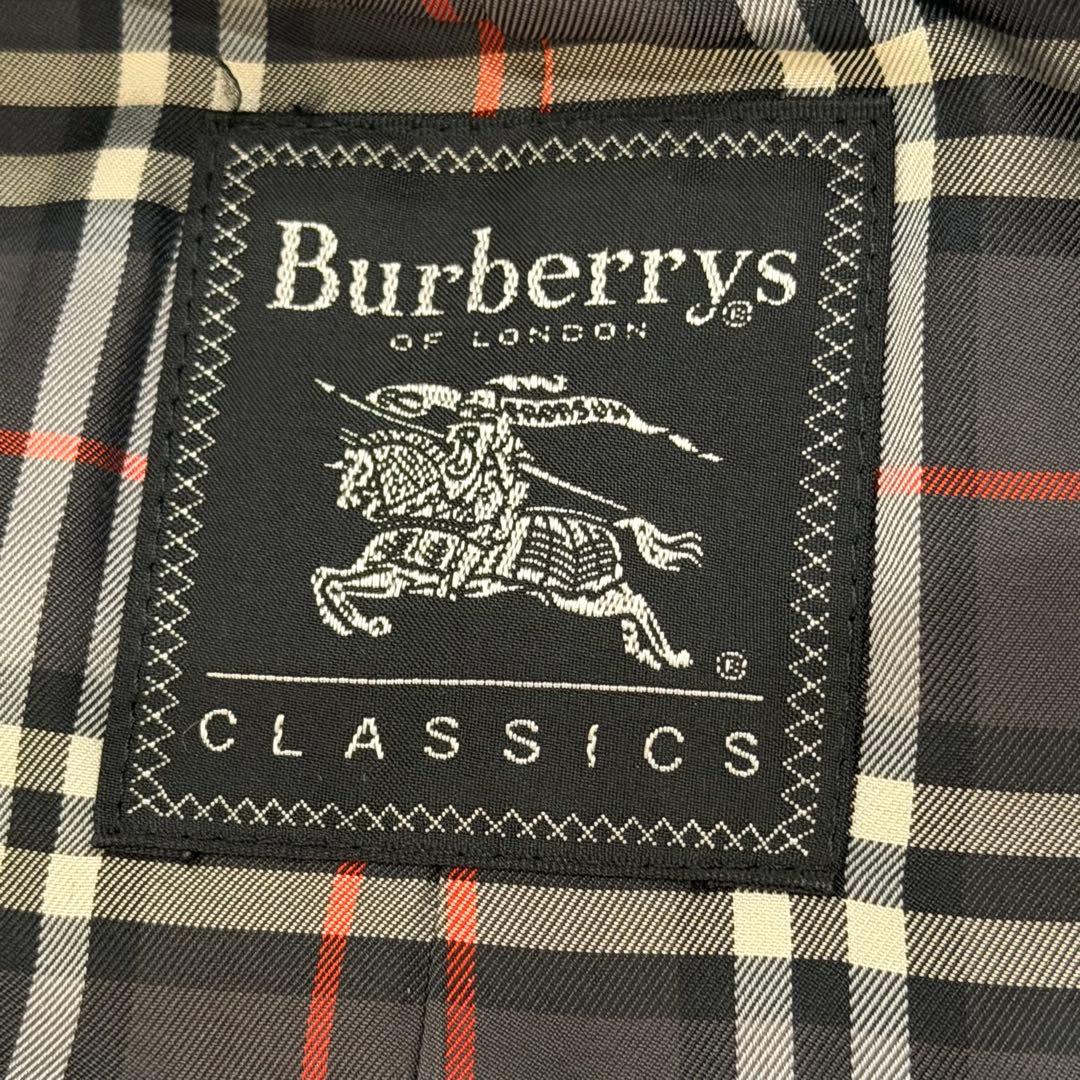 バーバリーズ　ウールコート　ロング　カシミヤ混　チェック　ロゴ刻印釦　グレー　M