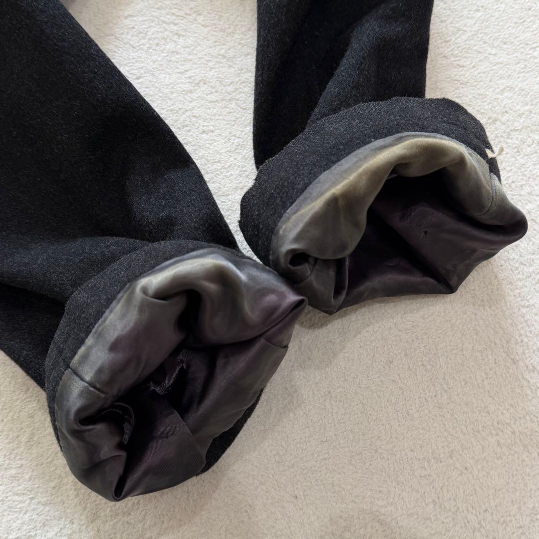 バーバリーズ　ウールコート　ロング　カシミヤ混　チェック　ロゴ刻印釦　グレー　M