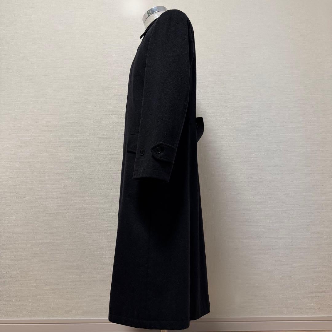 バーバリーズ　ウールコート　ロング　カシミヤ混　チェック　ロゴ刻印釦　グレー　M