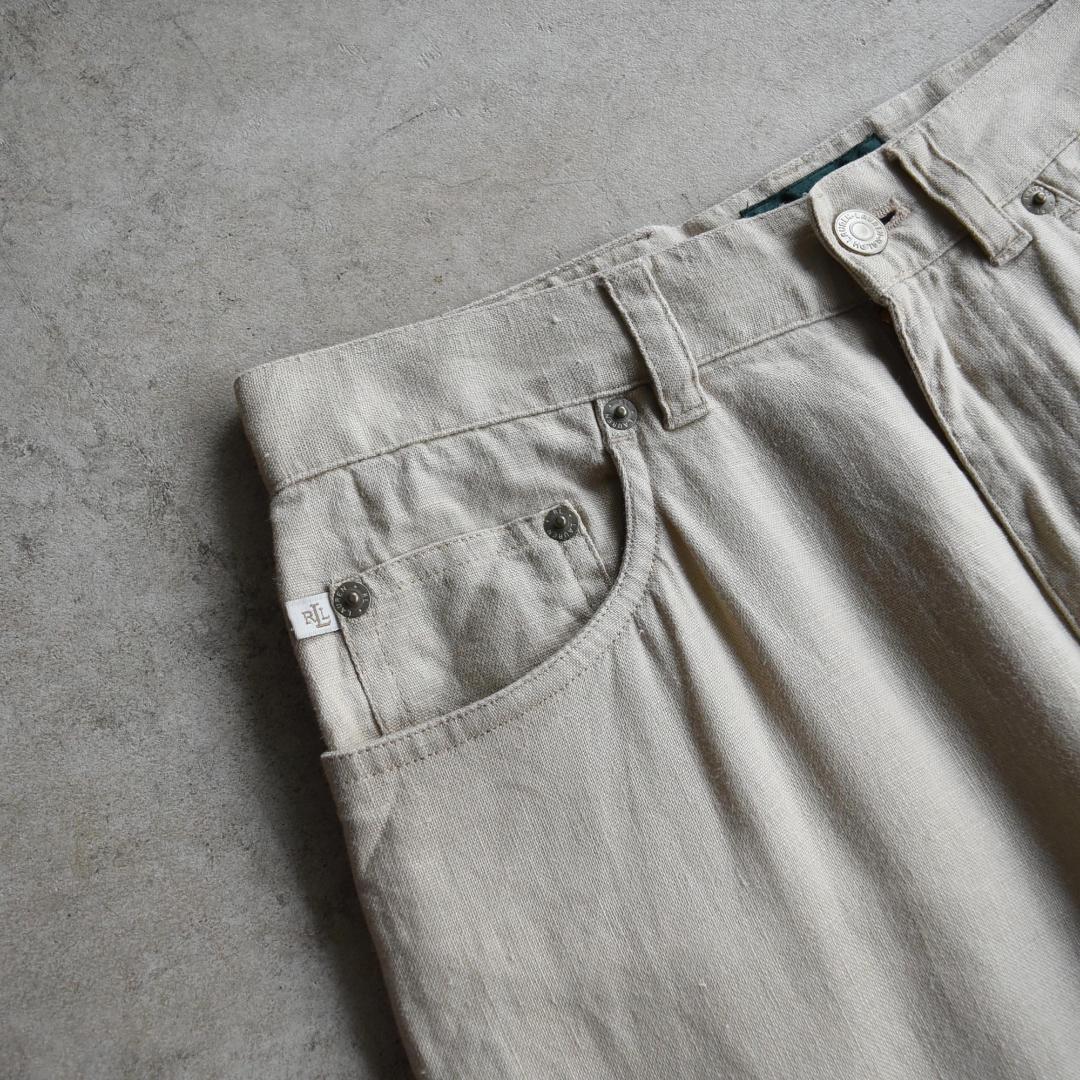 90s ラルフローレン 高級 リネン パンツ 6 スラックス USA