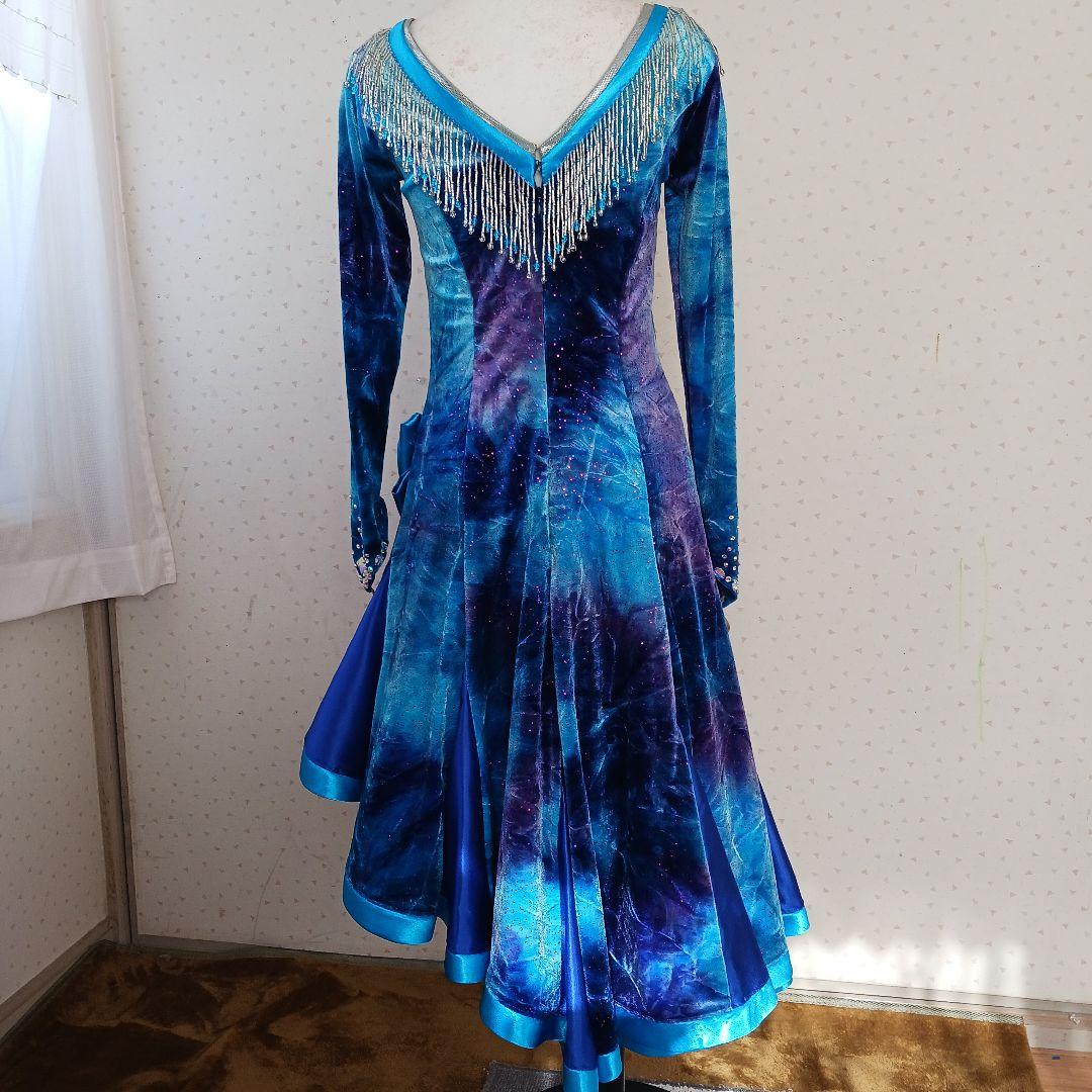 社交ダンス用ラテンドレス 青紫 グラデーション
