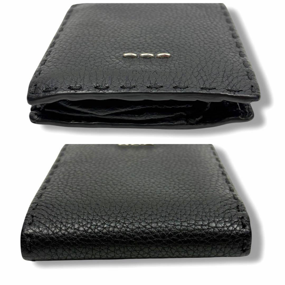 FENDI フェンディ セレリア 二つ折り財布 SELLERIA ステッチ 黒