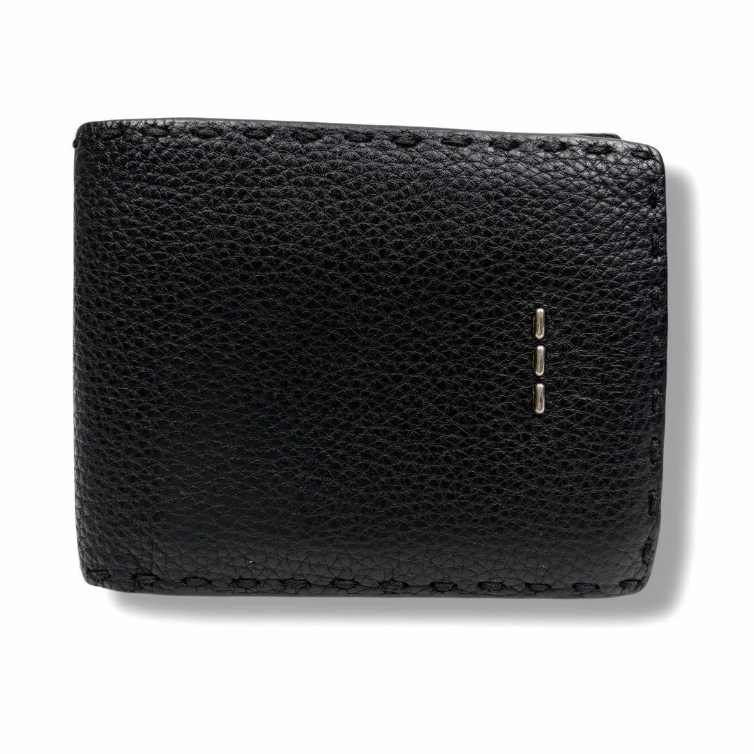 FENDI フェンディ セレリア 二つ折り財布 SELLERIA ステッチ 黒