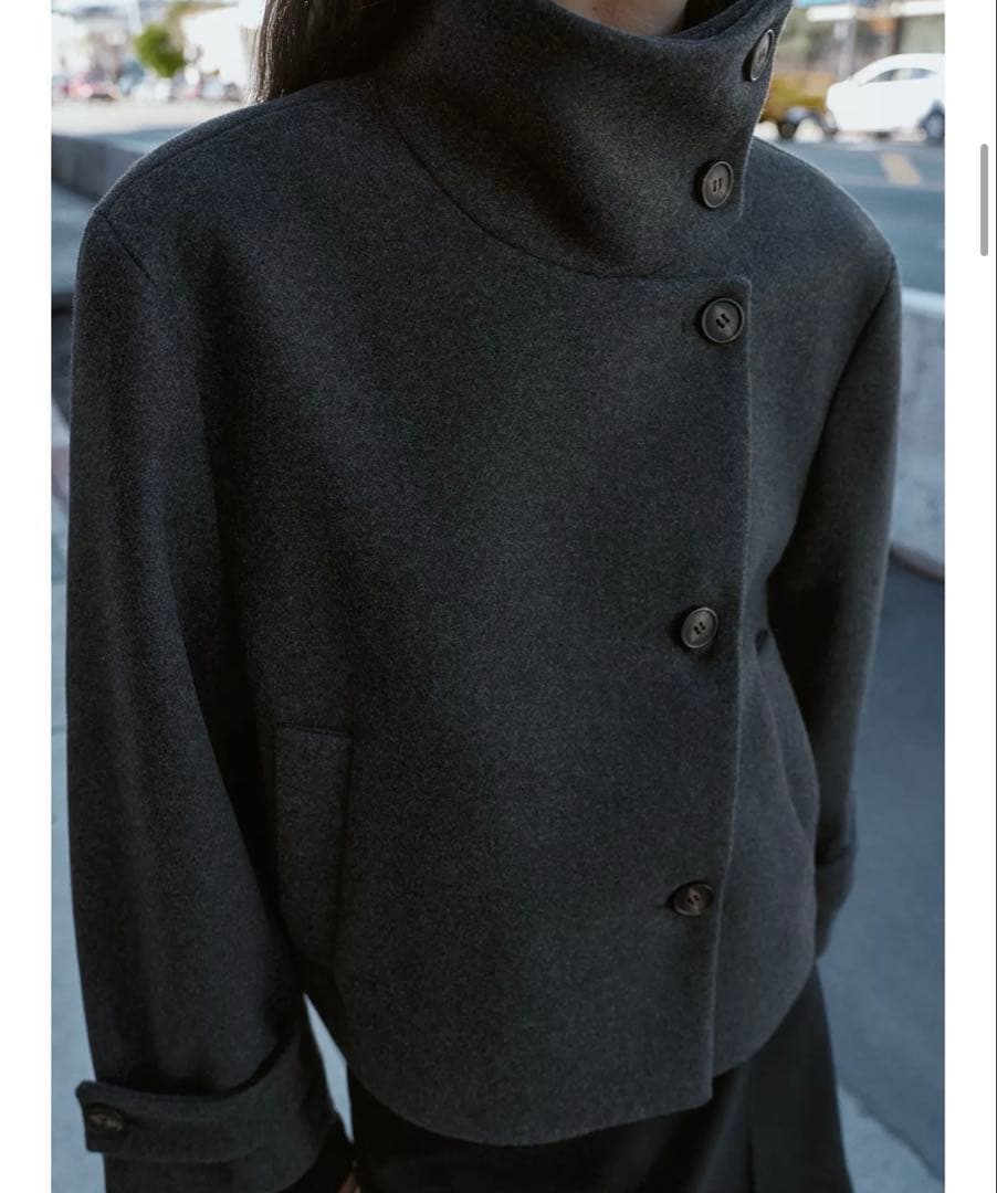 ZARA ハイネックショートコート グレー