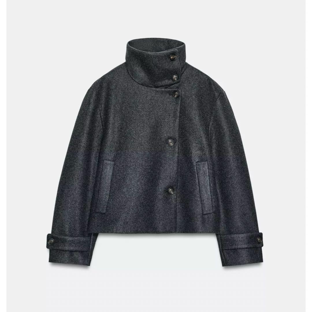 ZARA ハイネックショートコート グレー