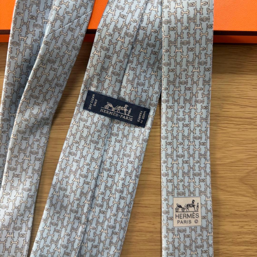 【新品未使用】HERMES 水色 馬 ネクタイ 干支