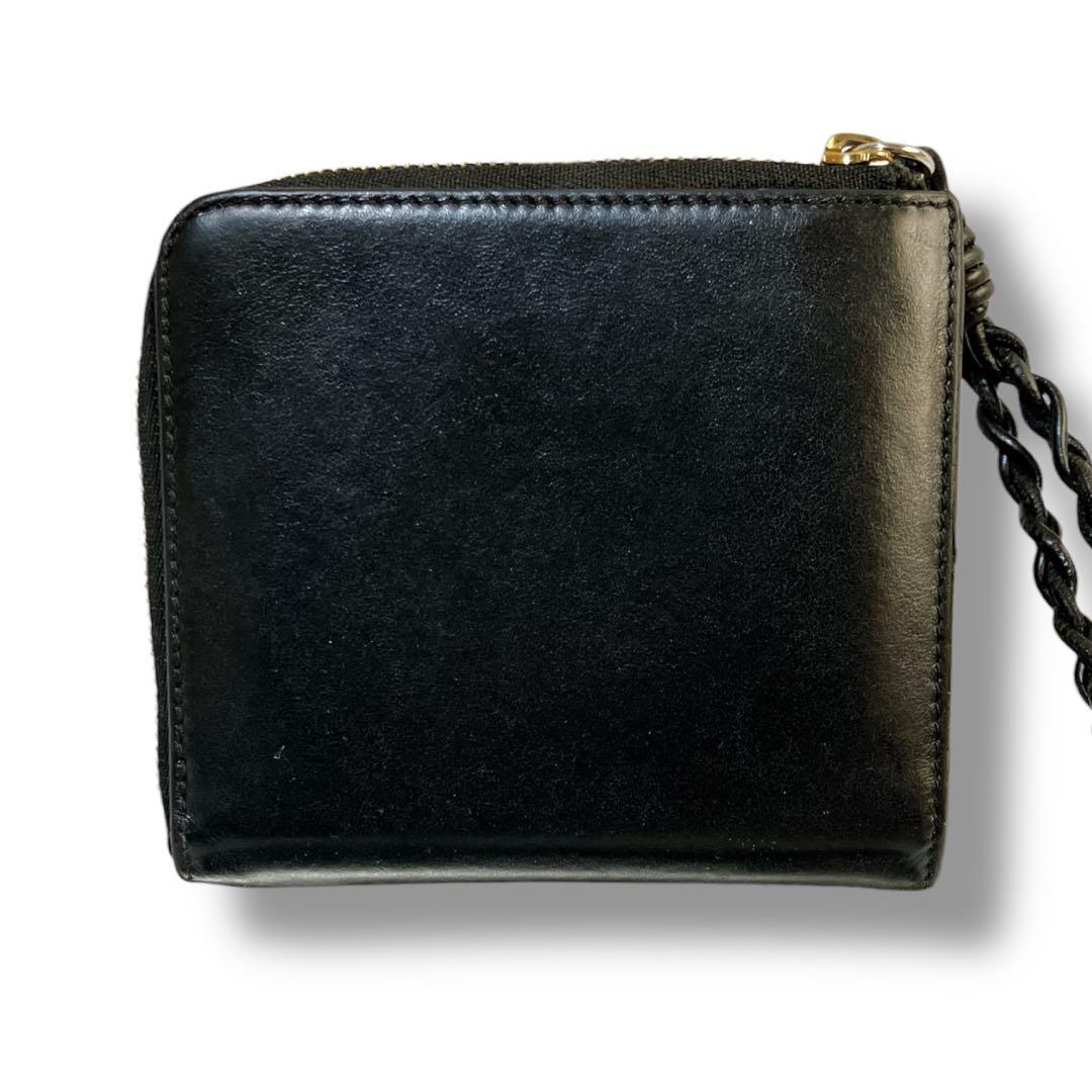 ジルサンダー イタリア製 L字ファスナー レザー ミニウォレット ブラック 黒