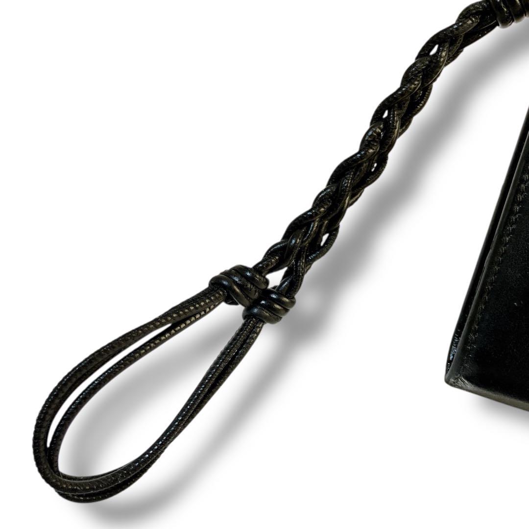 ジルサンダー イタリア製 L字ファスナー レザー ミニウォレット ブラック 黒