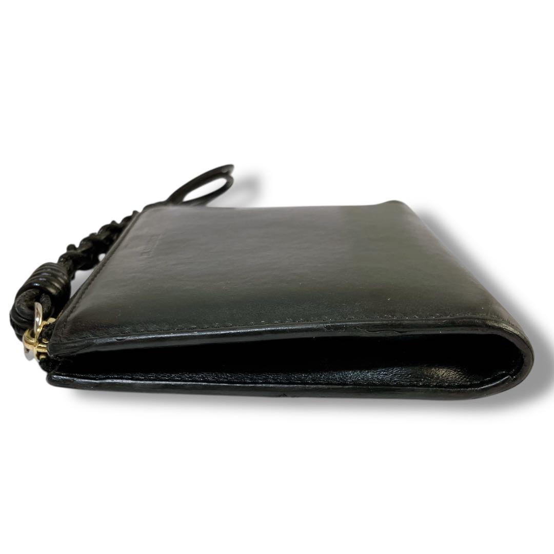 ジルサンダー イタリア製 L字ファスナー レザー ミニウォレット ブラック 黒