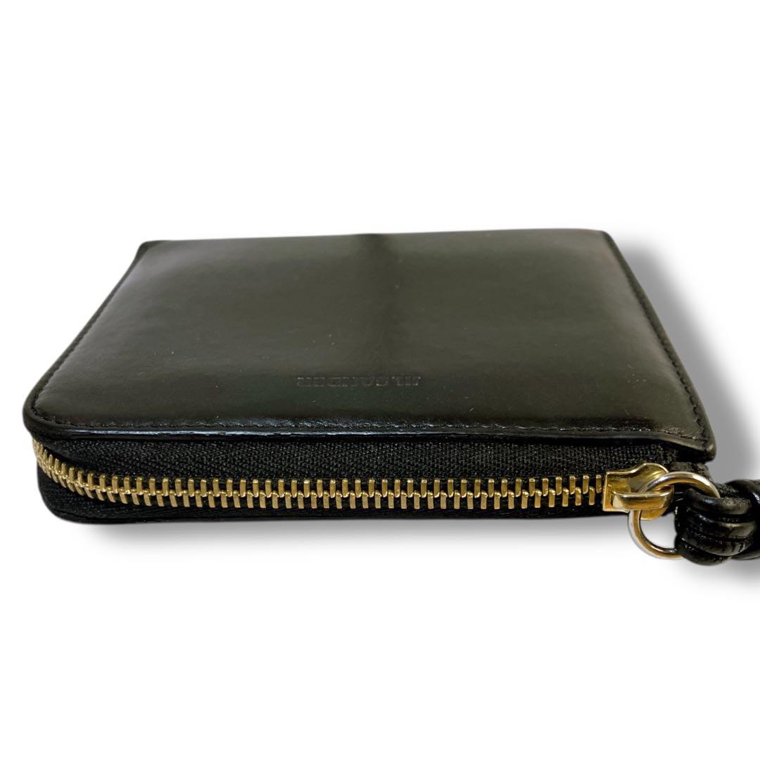 ジルサンダー イタリア製 L字ファスナー レザー ミニウォレット ブラック 黒