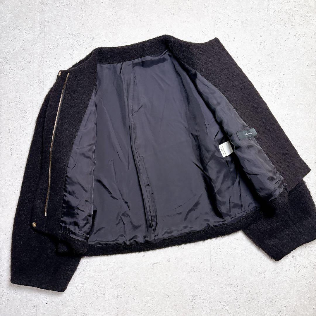 アルアバイル　モヘヤ混　シャギーノーカラージャケット　ショートコート