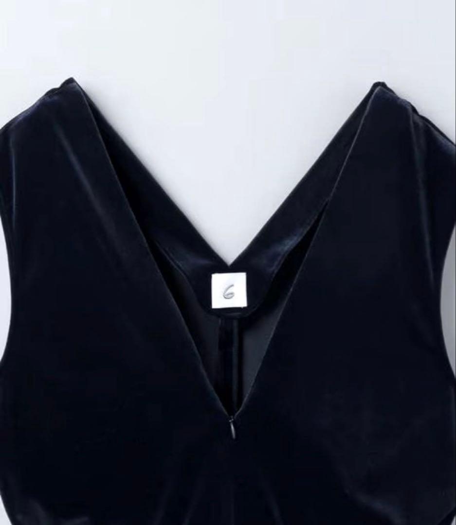 6 （ROKU） ベロア Vネック オールインワン