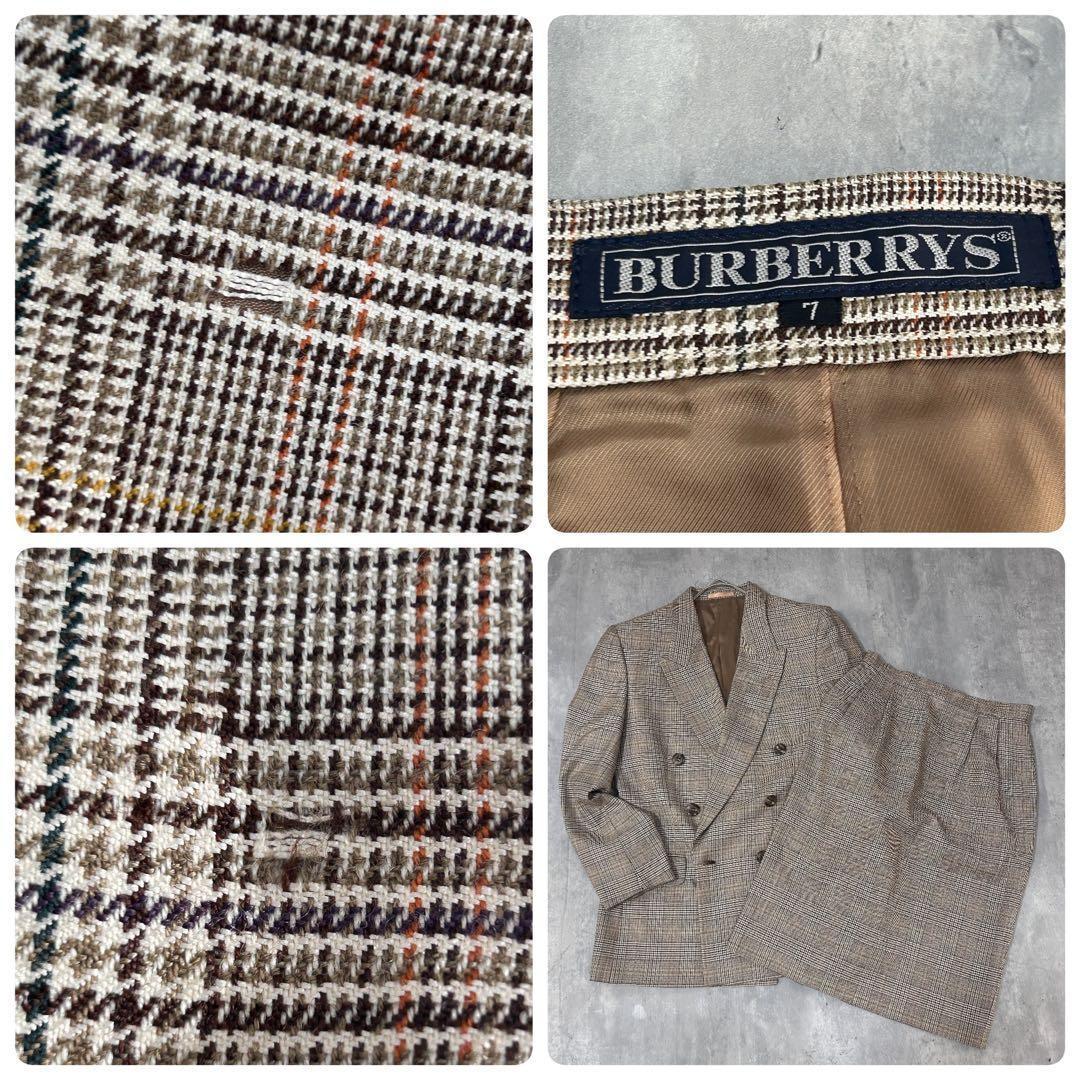 美品 バーバリーズ レディース ダブルスーツ スカート 上下 7号 シルク混