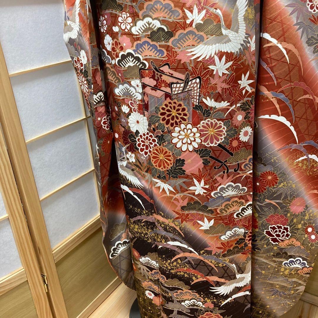 ルーム様［8457］振袖 美品 セット 御所車 刺繍 成人式 卒業式 正絹着物袷