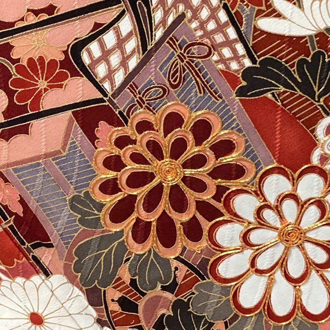 ルーム様［8457］振袖 美品 セット 御所車 刺繍 成人式 卒業式 正絹着物袷