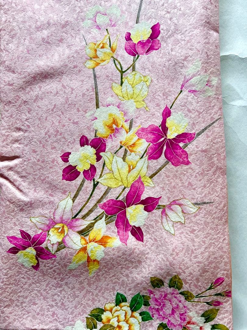 高級振袖 花柄　ピンク 紫　Sサイズ