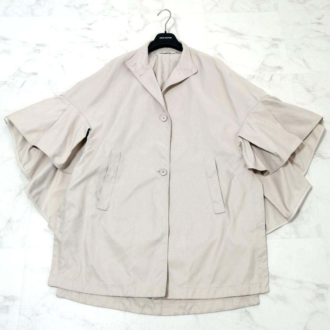 極美品✨ マックスマーラ　ポンチョ コート　近年モデル　白タグ　フリル　上品　F