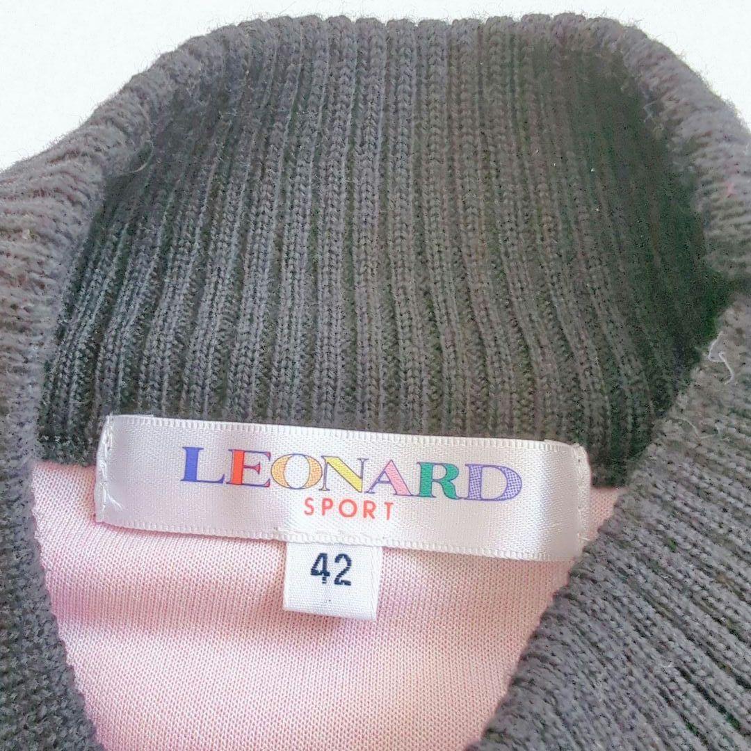 【美品】 レオナール ニット切替ベロアワンピース フラワーバスケット 42 XL