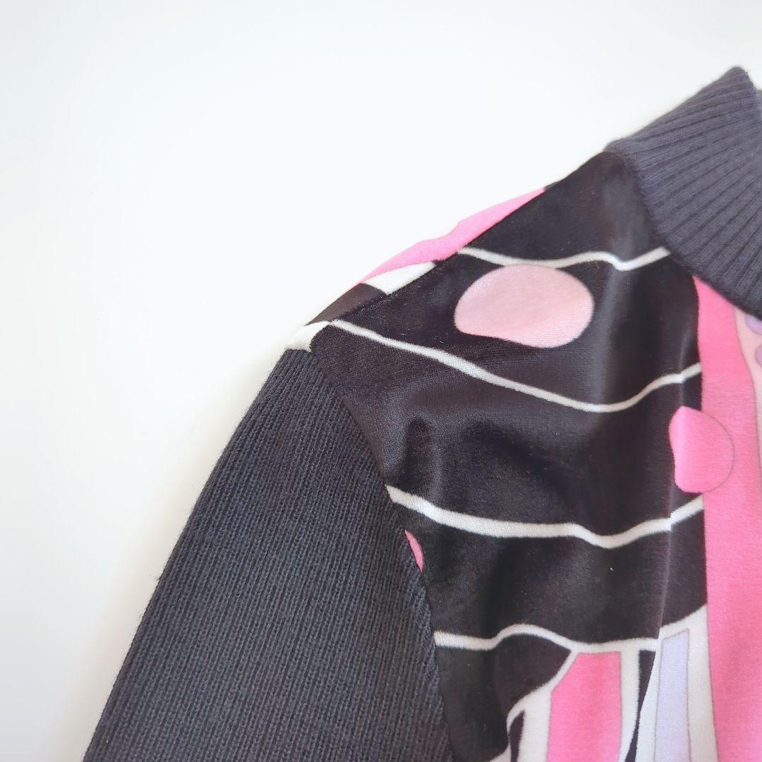 【美品】 レオナール ニット切替ベロアワンピース フラワーバスケット 42 XL