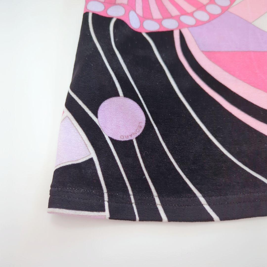 【美品】 レオナール ニット切替ベロアワンピース フラワーバスケット 42 XL