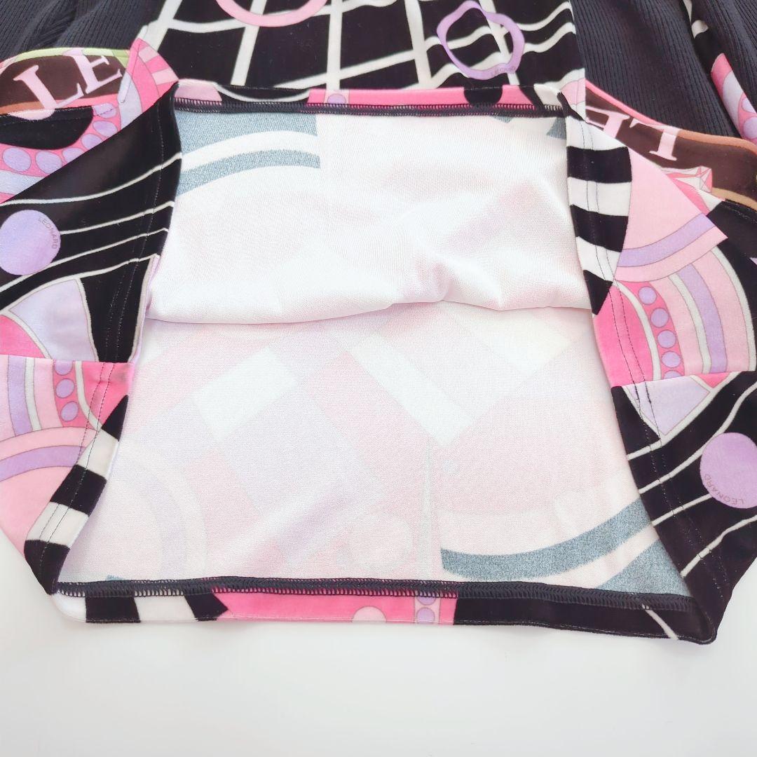 【美品】 レオナール ニット切替ベロアワンピース フラワーバスケット 42 XL