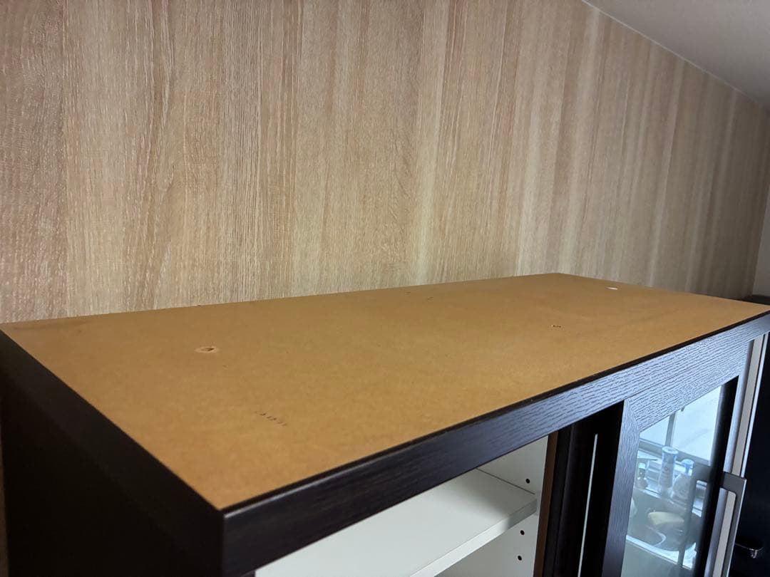 【期間限定】キッチンボード幅90cm ダークブラウン 食器棚 レンジボード収納付