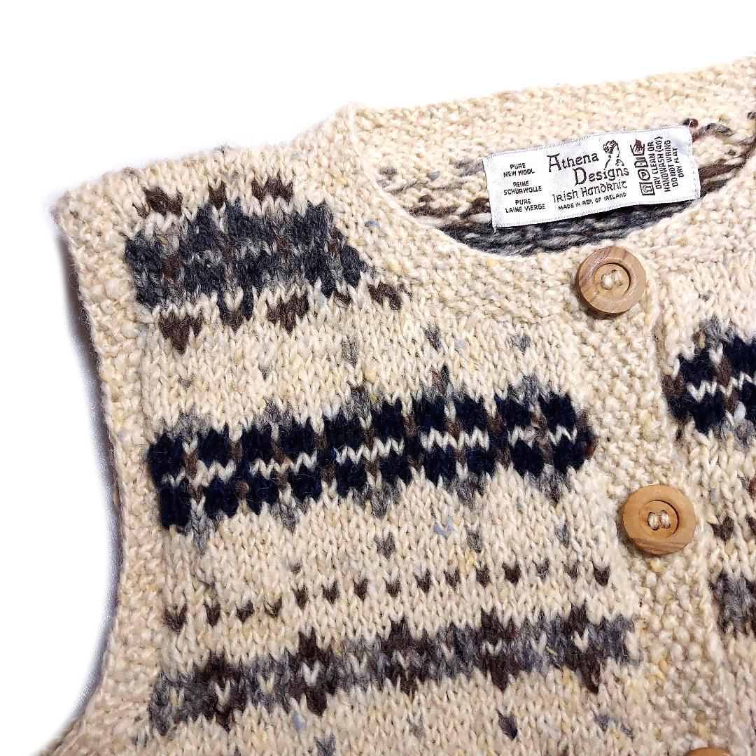 アテナデザイン✨フェアアイル柄 ハンドニットベスト アイルランド製 ヴィンテージ