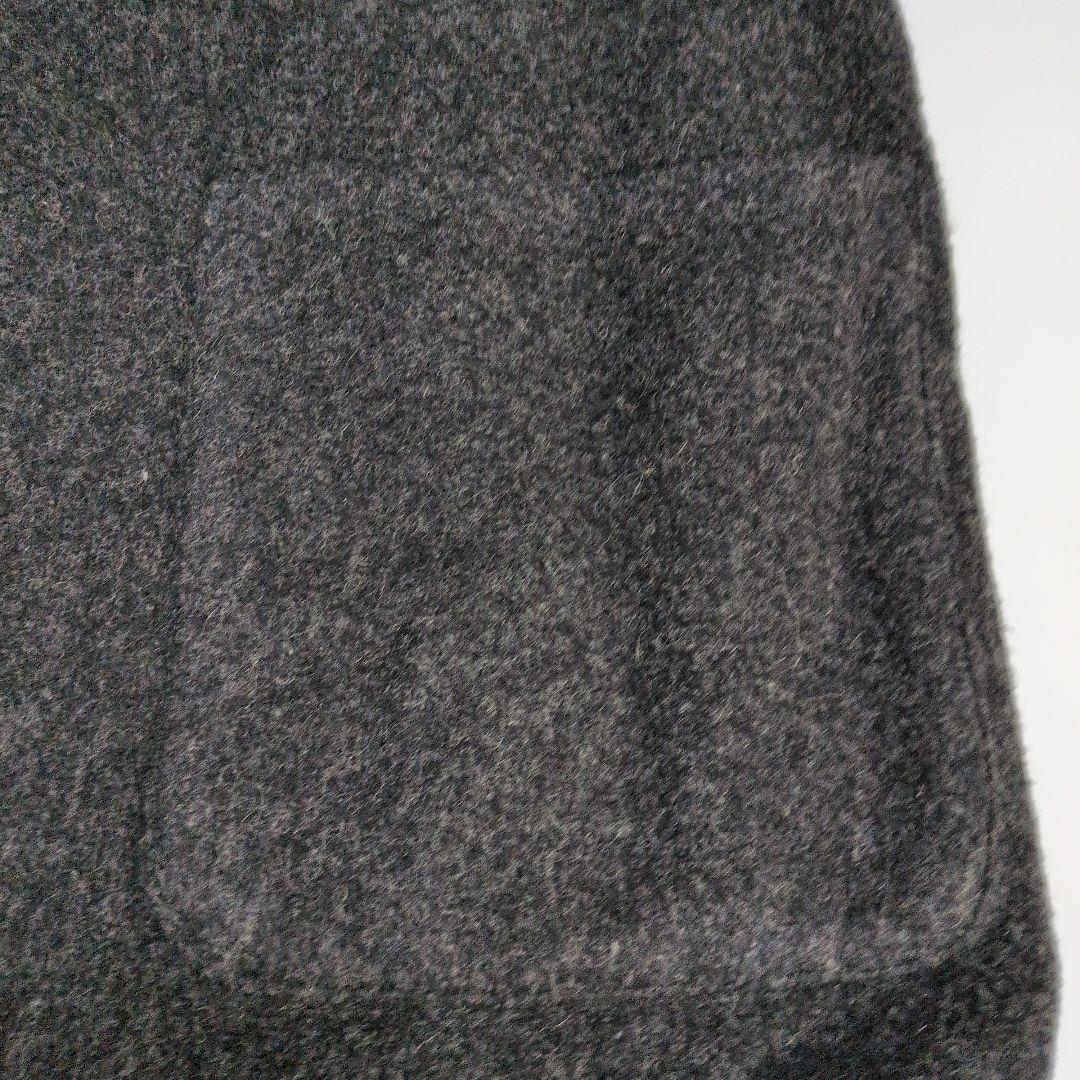 45rpm& レザー切替 切りっぱなし加工ウールコート 日本製　チャコールグレー