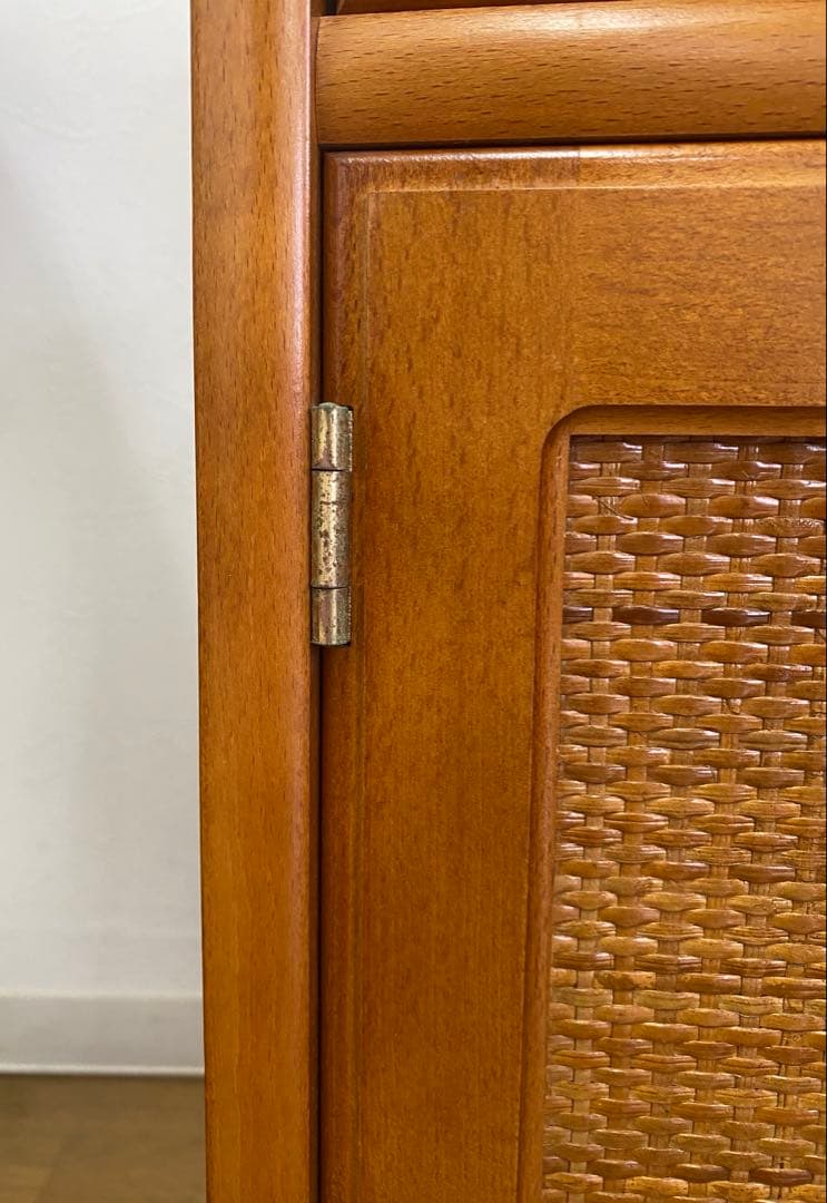 カリモク ラタン 藤 収納 整理 棚 コンソール 電話台 飾り棚