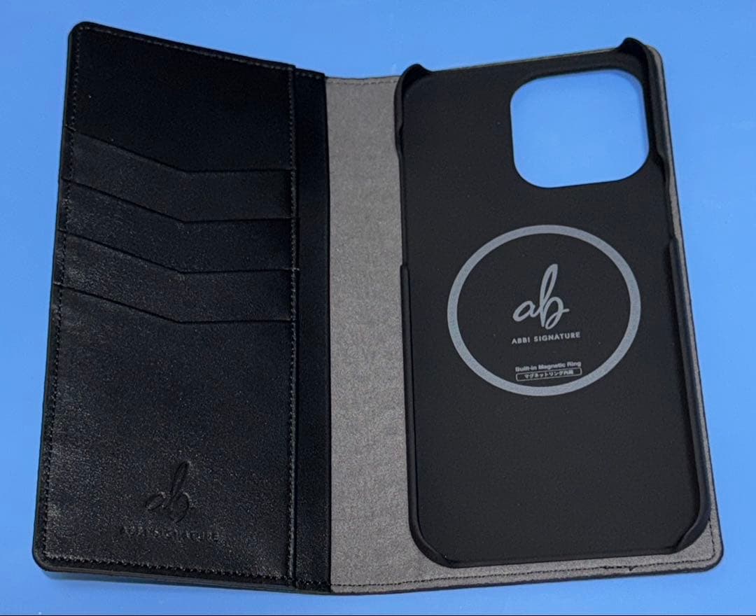 ABBI iPhone15ProMax用 スマホケース 手帳型 本革新品 日本産