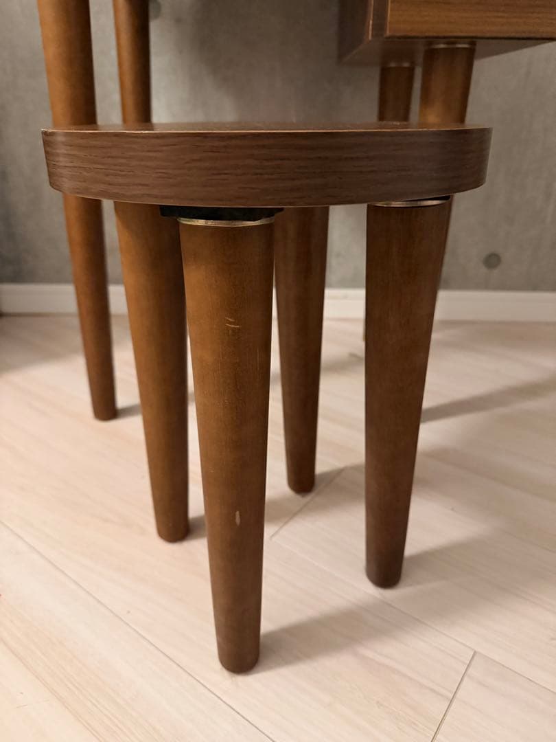 モダン木製ドレッサー（鏡付き）＋スツール セット