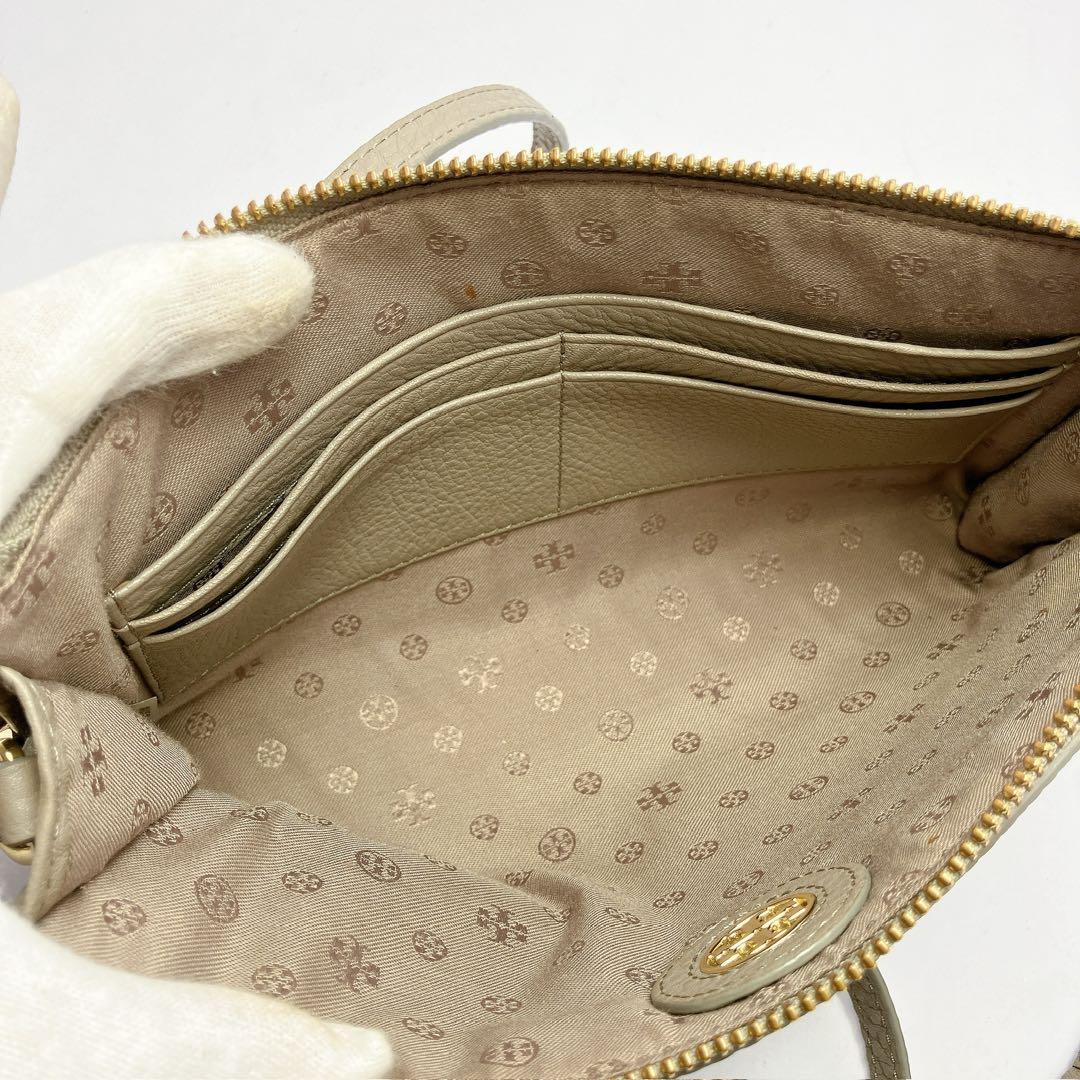 3335◯ TORY BURCH ベージュ レザー ショルダーバッグ