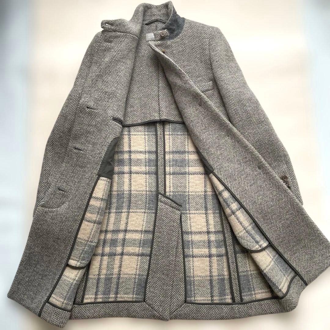 美品 マーガレットハウエル チェスターコート ヘリンボーン　チェック　ロング丈