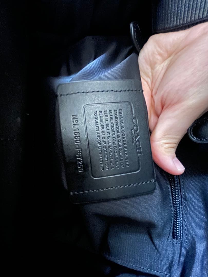 COACH ストライプバックパック リュック ブラック