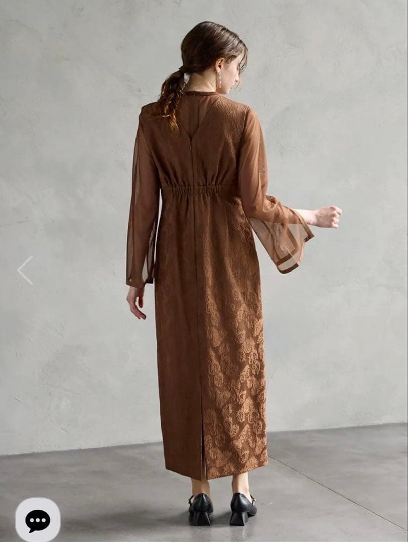 AIMER エメ　チュールブラウス付きジャカードIラインドレス　ブラウン