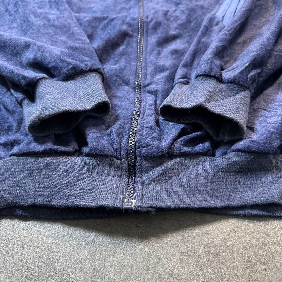 80s adidas ベロアトラックジャケット アディダス ジャージネイビー古着