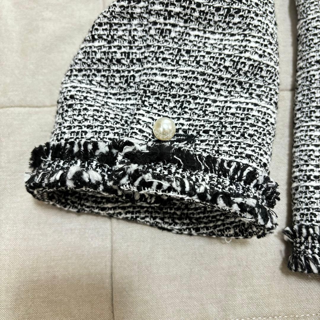 タグ付き！オペークドットクリップ コットンツイード ミドルジャケット M パール