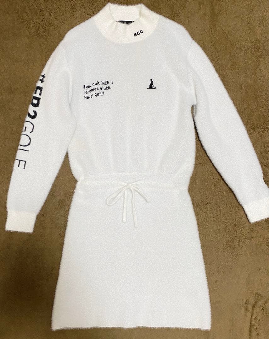 【fr2ゴルフ】ワンピース モコモコ 冬用 ホワイト　M レディース