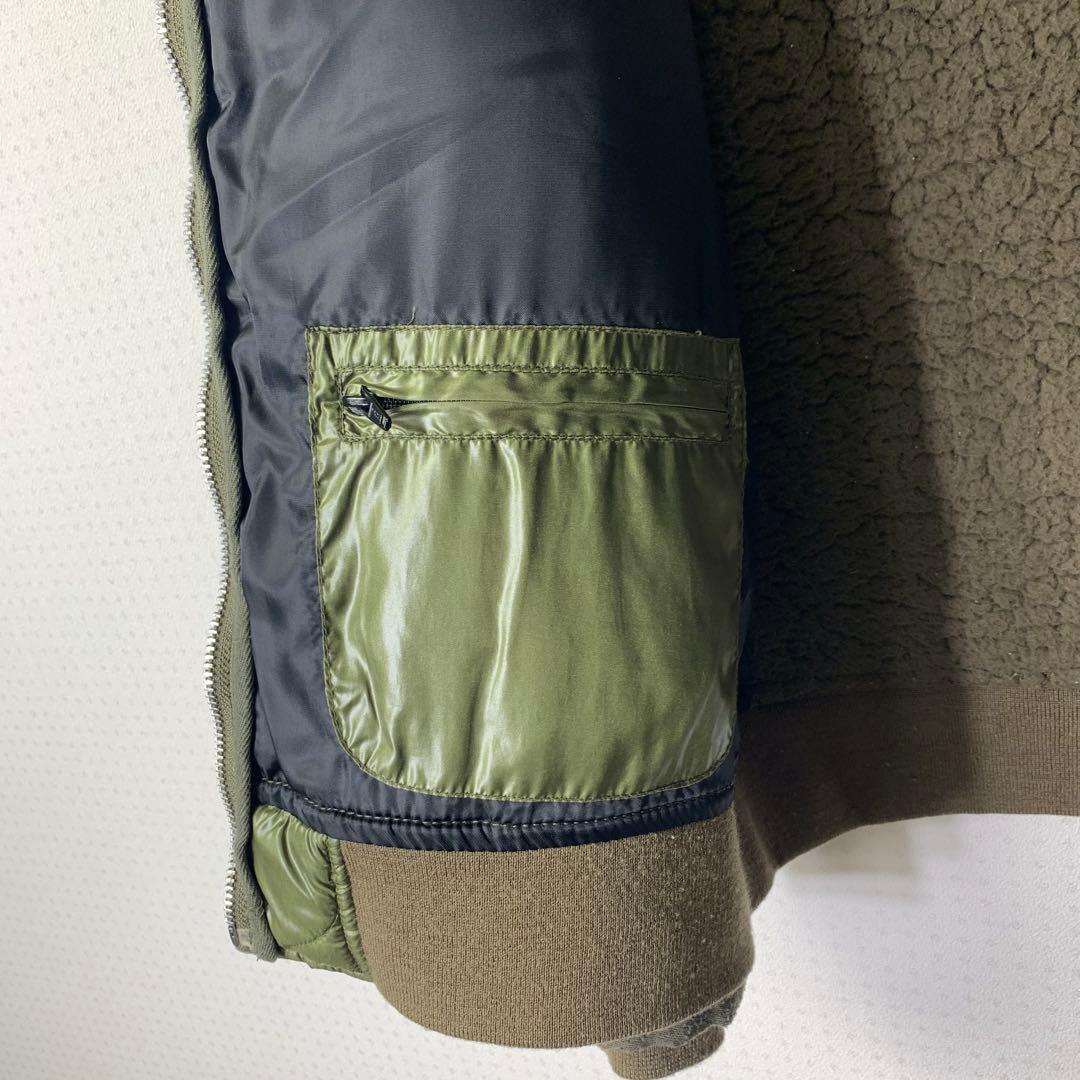 avirex キルティングフライトジャケット L カーキ 中綿 ボア ジップ