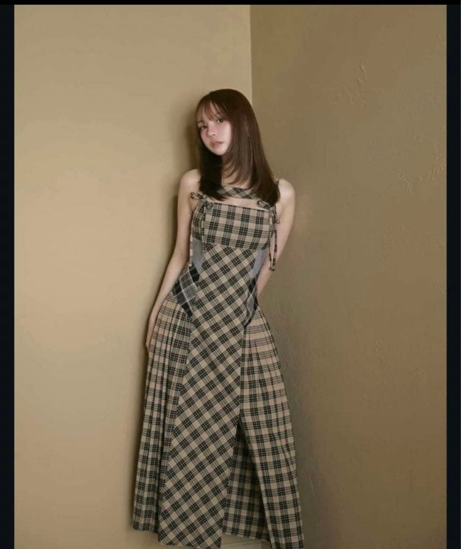 andmary Nadia check long dress アンドマリー