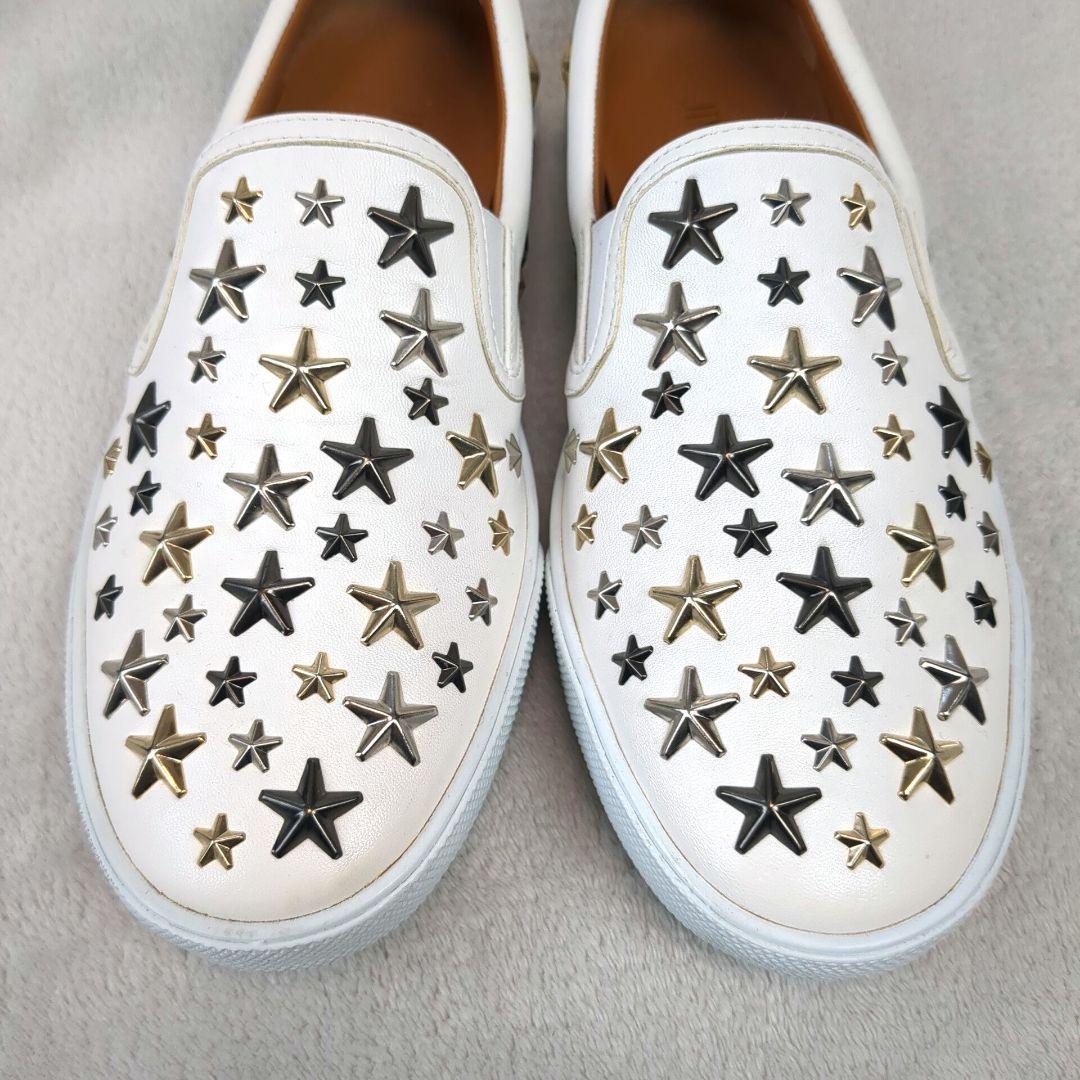 JIMMY CHOO ジミーチュウ スニーカー スタッズ レザー ホワイト 37