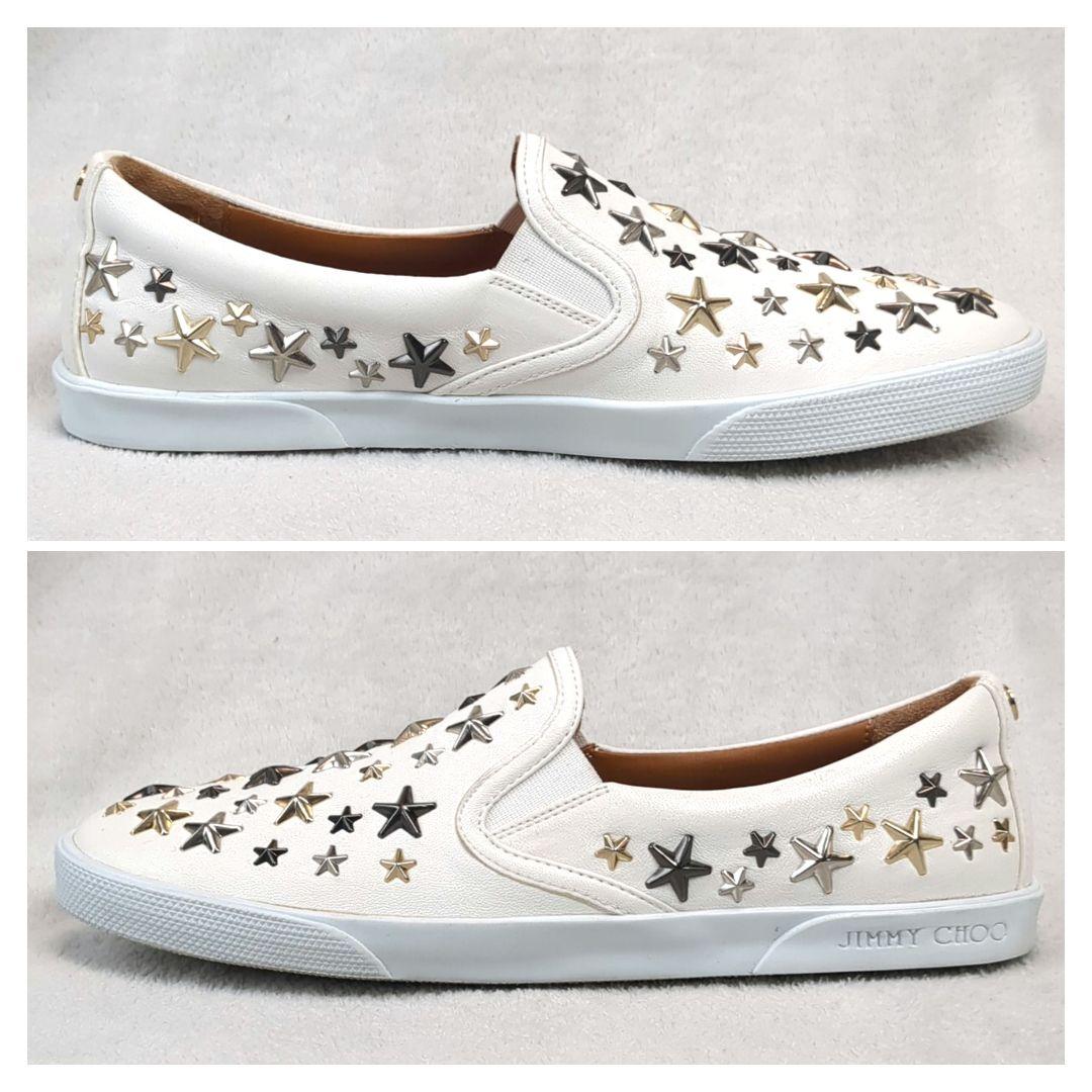 JIMMY CHOO ジミーチュウ スニーカー スタッズ レザー ホワイト 37