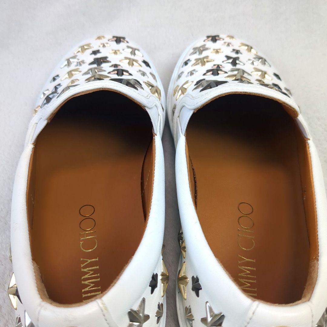 JIMMY CHOO ジミーチュウ スニーカー スタッズ レザー ホワイト 37