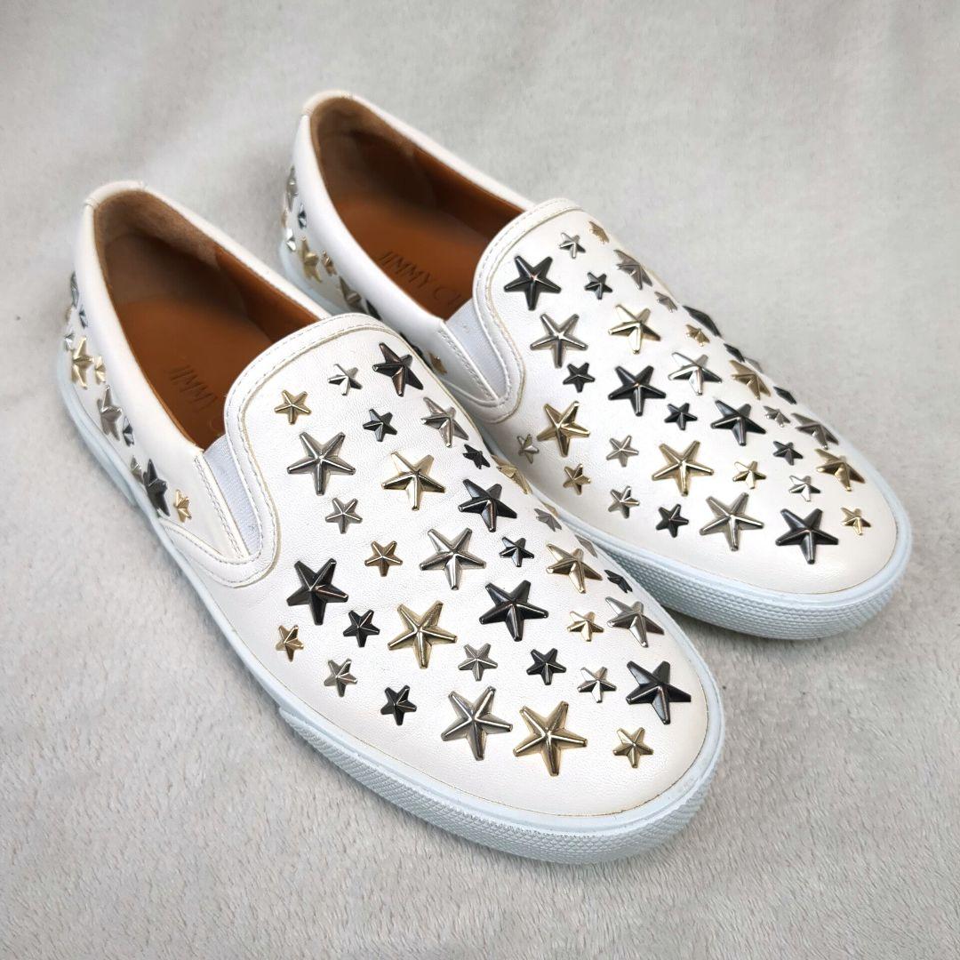 JIMMY CHOO ジミーチュウ スニーカー スタッズ レザー ホワイト 37